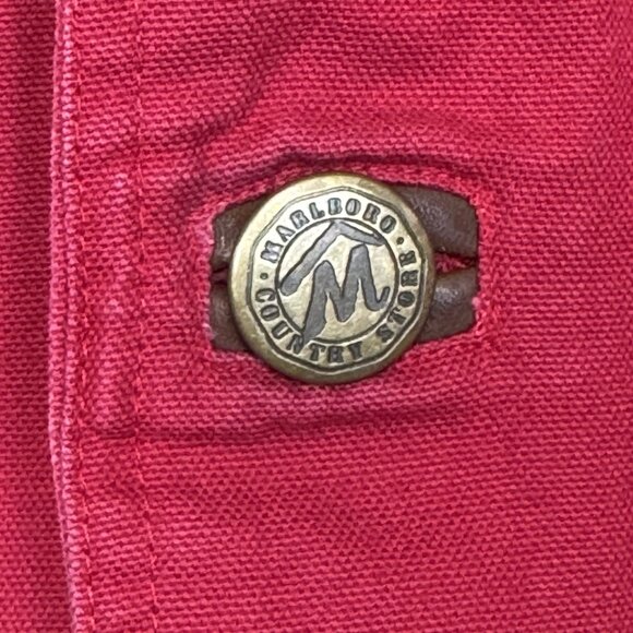 VTG 90s Marlboro Country Store Jacket Coat Men L Red Flannel/Quilt Liner Pockets - Picture 9 of 16